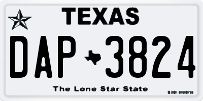 TX license plate DAP3824