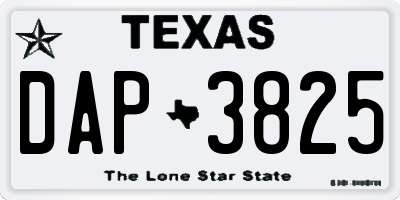 TX license plate DAP3825