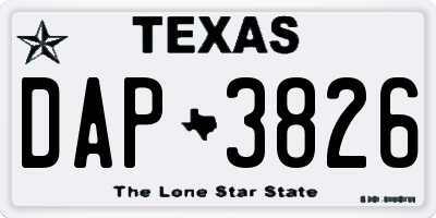 TX license plate DAP3826