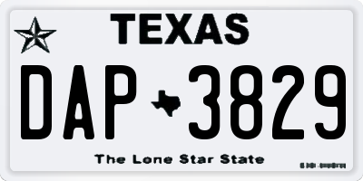 TX license plate DAP3829