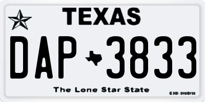 TX license plate DAP3833