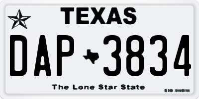 TX license plate DAP3834