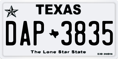 TX license plate DAP3835