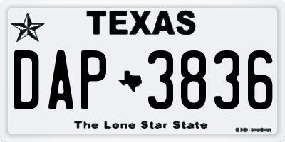 TX license plate DAP3836