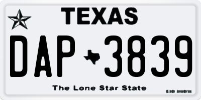 TX license plate DAP3839