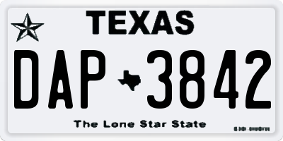 TX license plate DAP3842