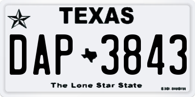 TX license plate DAP3843
