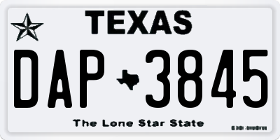 TX license plate DAP3845