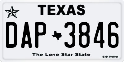 TX license plate DAP3846