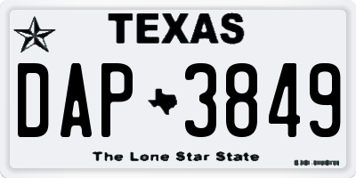 TX license plate DAP3849