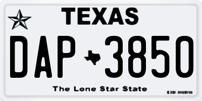 TX license plate DAP3850