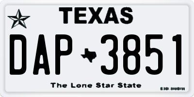TX license plate DAP3851