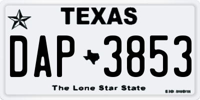 TX license plate DAP3853