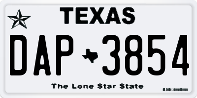 TX license plate DAP3854