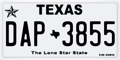 TX license plate DAP3855