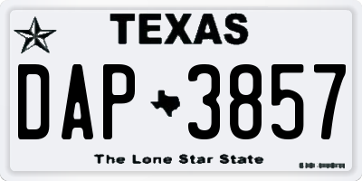 TX license plate DAP3857