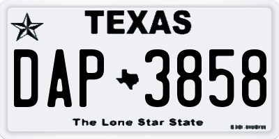TX license plate DAP3858