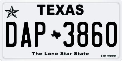 TX license plate DAP3860