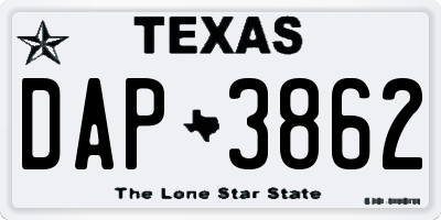 TX license plate DAP3862