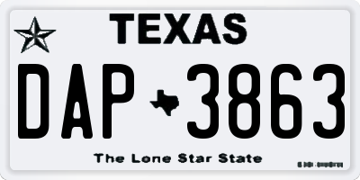 TX license plate DAP3863