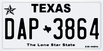 TX license plate DAP3864