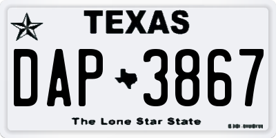 TX license plate DAP3867