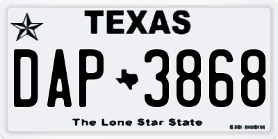 TX license plate DAP3868