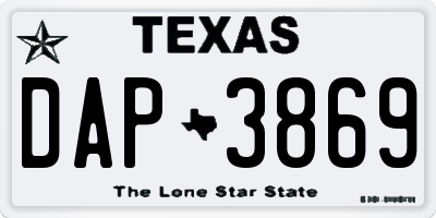 TX license plate DAP3869