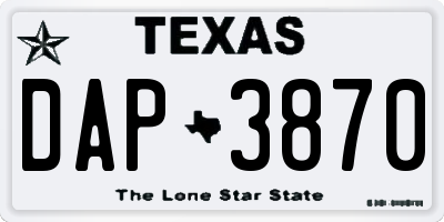 TX license plate DAP3870