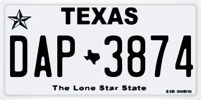 TX license plate DAP3874