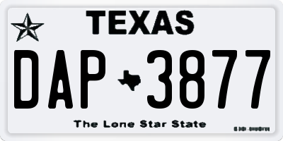 TX license plate DAP3877