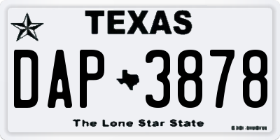 TX license plate DAP3878