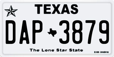 TX license plate DAP3879