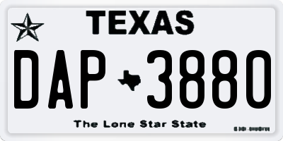 TX license plate DAP3880