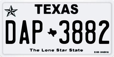 TX license plate DAP3882