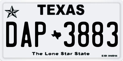 TX license plate DAP3883