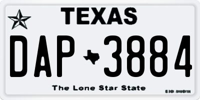 TX license plate DAP3884