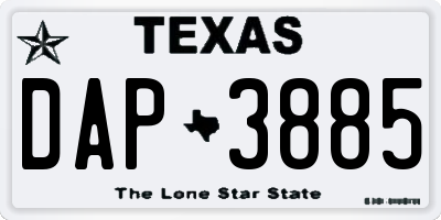 TX license plate DAP3885