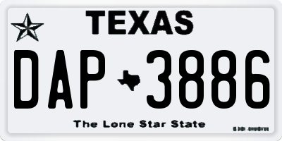 TX license plate DAP3886
