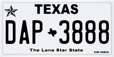 TX license plate DAP3888