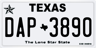 TX license plate DAP3890