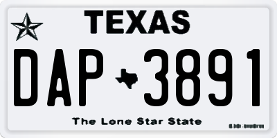TX license plate DAP3891