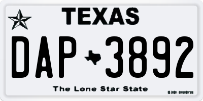 TX license plate DAP3892