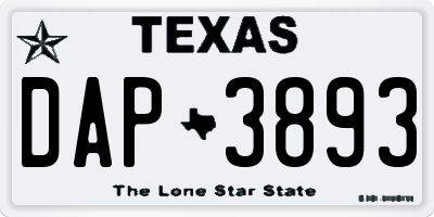 TX license plate DAP3893