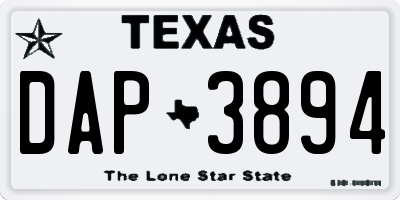 TX license plate DAP3894