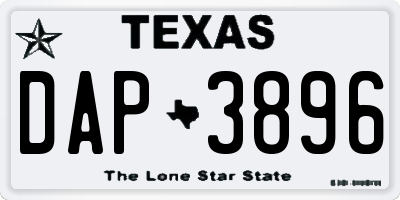 TX license plate DAP3896