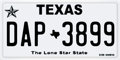 TX license plate DAP3899