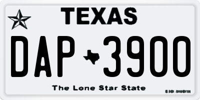 TX license plate DAP3900