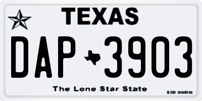 TX license plate DAP3903