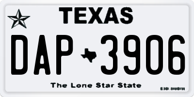 TX license plate DAP3906